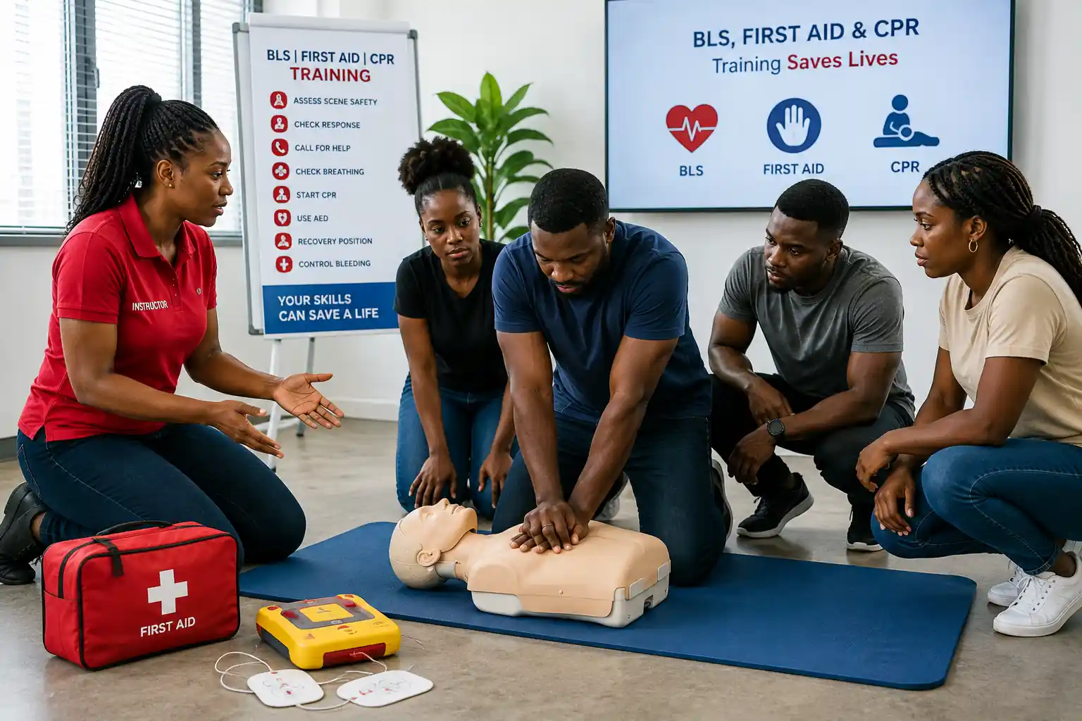 black people doing CPR training
